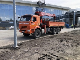 Самогруз КАМАЗ вездеход 6х6, борт 10 т,  гп стрелы 7т. Вылет 20м. + Автолюлька
